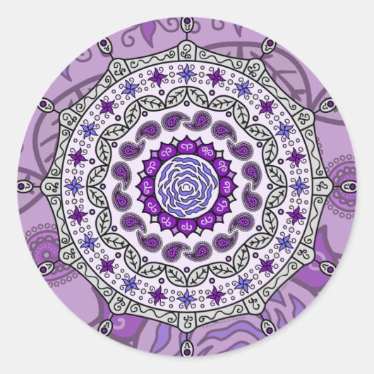 Rond Sticker en argent Imaginaire Mehndi (Devant)