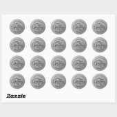Rond Sticker en argent Joyeux Noël (Feuille)