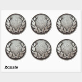 Rond Sticker en argent Laurel Wreath (Feuille)