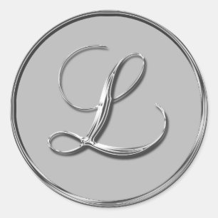 Rond Sticker en argent Mariage officiel Monogramme L Sc