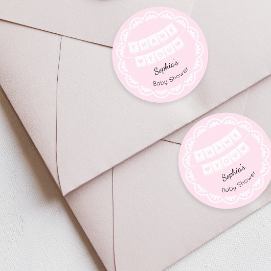 Rond Sticker en Baby shower rose Cielito Lindo
