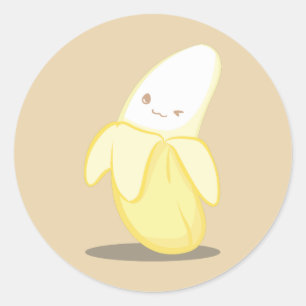 Rond Sticker en banane jaune mignon