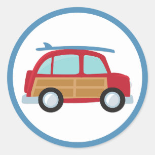 Rond Sticker en bois surfer