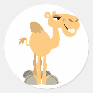 Rond Sticker en Camel Cartoon Souriant