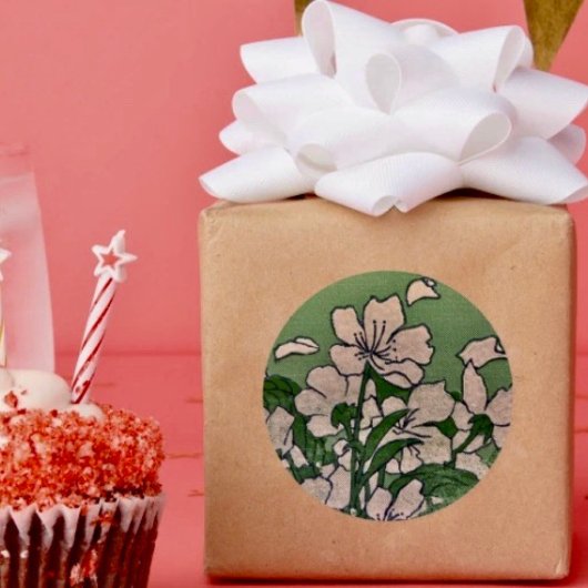 Rond Sticker en cascade en fleurs roses