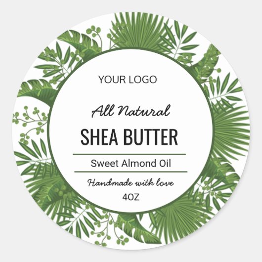 Rond Sticker en cercle vert à feuilles (Devant)