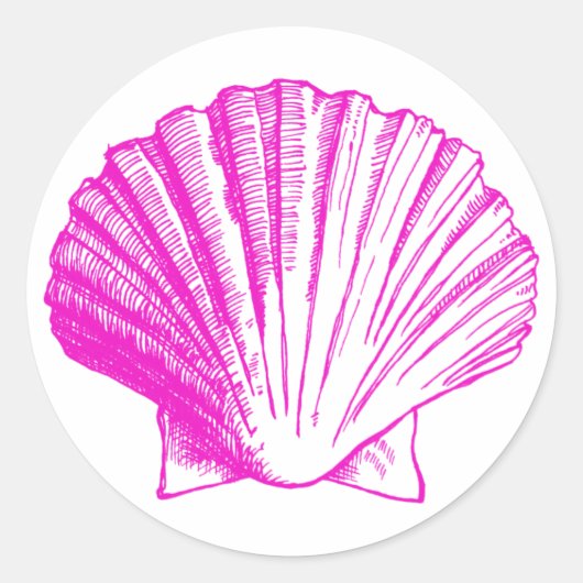 Rond Sticker en coquille de la mer de Fuscia (Devant)