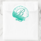 Rond Sticker en coquille monogramme de mer foncée (Sac)