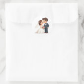 Rond Sticker en couple de baisers Mariage adorable (Sac)