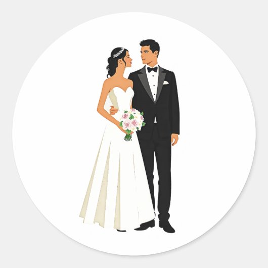 Rond Sticker en couple de mariage élégant (Devant)