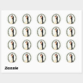 Rond Sticker en couple Mariage d'amour éternel (Feuille)