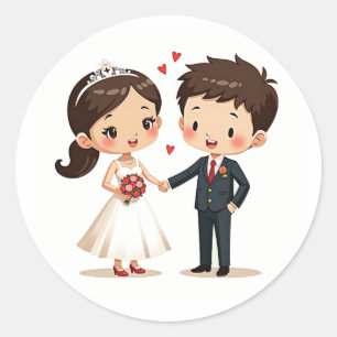 Rond Sticker en couple Mariage Whimsical