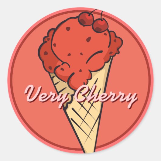Rond Sticker en crème glacée cerise (Devant)