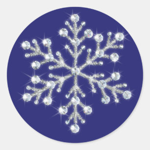 Rond Sticker en cristal d'hiver Snowflake indigo