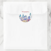 Rond Sticker en croquis couleur Philadelphie (Sac)