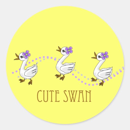 Rond Sticker en cygne mignon (Devant)
