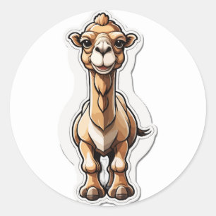 Rond Sticker en dessin de chameau : Animal du désert ex