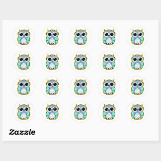 Rond Sticker en dessin de chouette de bébé mignonne