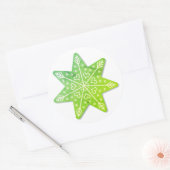 Rond Sticker en étoile de Noël décoré en vert (Enveloppe)