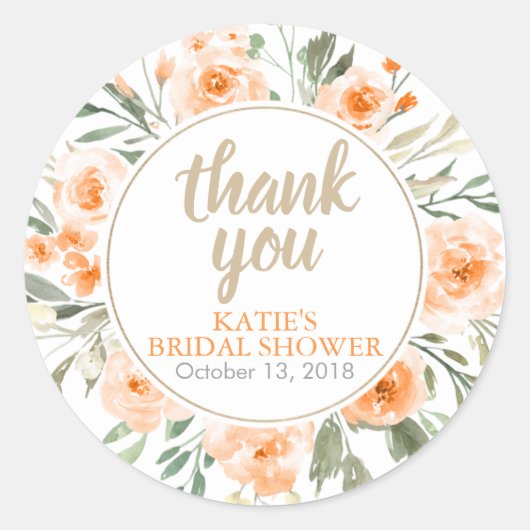 Rond Sticker en Fête des mariées de Merci de fleurs aut (Devant)