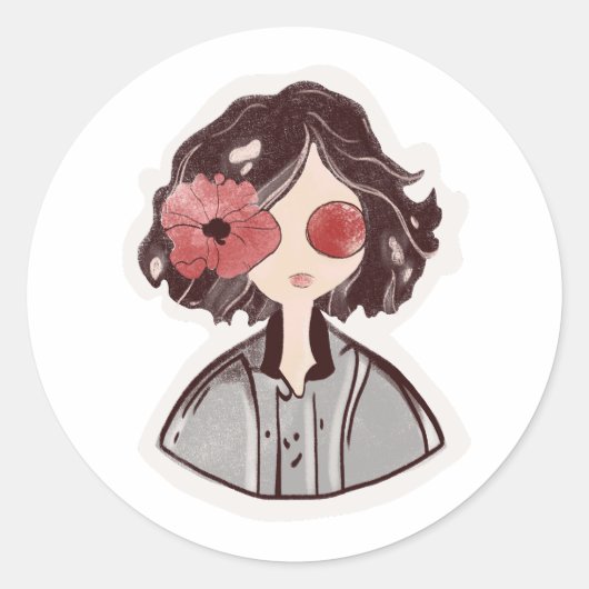 Rond Sticker en fleur lunaire (Devant)