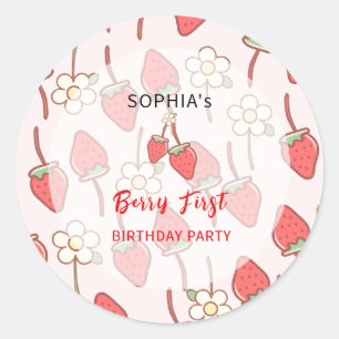 Rond Sticker en fleurs de fraises sucrées