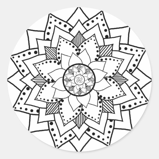 Rond Sticker en fleurs de lotus style Mehndi / Henné (Devant)