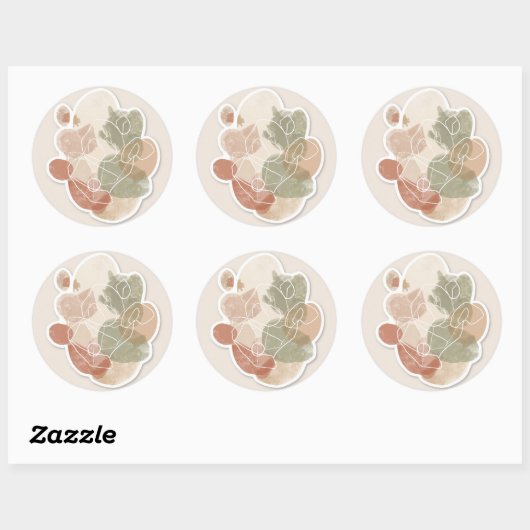 Rond Sticker en forme Abstraite minimale (Feuille)