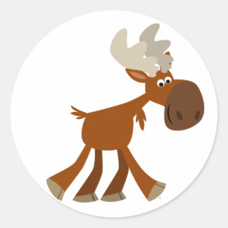 Rond Sticker en forme d'orignal joyeux