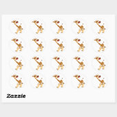 Rond Sticker en Giraffe de dessin mignon (Feuille)