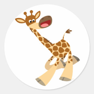 Rond Sticker en Giraffe de dessin mignon