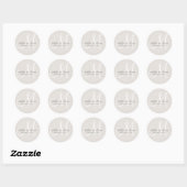 Rond Sticker en lin rustique et monogramme blanc (Feuille)