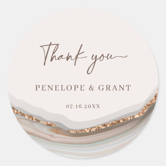 Rond Sticker en marbre de Merci en pierre d'âge classiq (Devant)