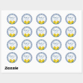 Rond Sticker en Mariage citron bleu italien carrelage (Feuille)