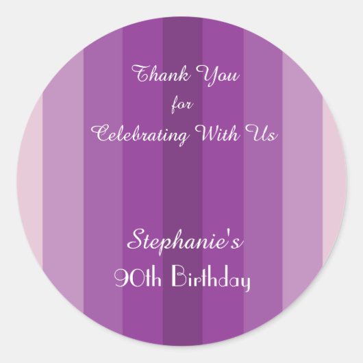 Rond Sticker en Merci à bande violet, Personnaliser (Devant)
