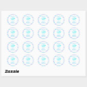 Rond Sticker en Merci Baby shower Bleu Blancs (Feuille)