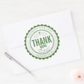 Rond Sticker en Merci blanc vert élégant (Enveloppe)