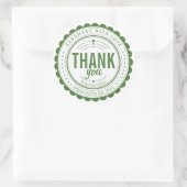 Rond Sticker en Merci blanc vert élégant (Sac)