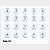 Rond Sticker en Merci bleu floral Zebra (Feuille)