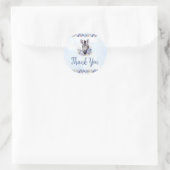 Rond Sticker en Merci bleu floral Zebra (Sac)