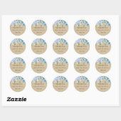 Rond Sticker en Merci bleu rustique (Feuille)