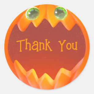 Rond Sticker en Merci Citrouille mignon Fête d'Hallowee