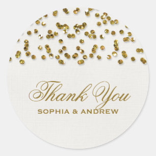 Rond Sticker en Merci Confetti Parties scintillant en o