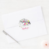 Rond Sticker en Merci couleur Inséparable Whimsical (Enveloppe)