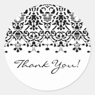 Rond Sticker en Merci Damas noir et blanc