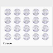 Rond Sticker en Merci d'aquarelle violette (Feuille)