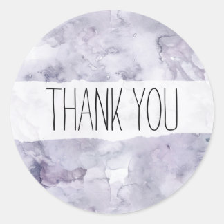 Rond Sticker en Merci d'aquarelle violette