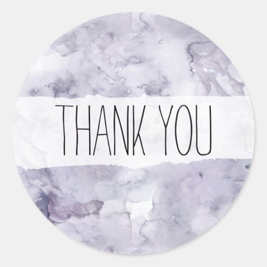Rond Sticker en Merci d'aquarelle violette (Devant)