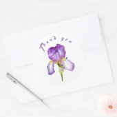 Rond Sticker en Merci d'art botanique Iris violet clair (Enveloppe)