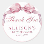 Rond Sticker en Merci de Baby shower Coquette Bow - Ele (Devant)